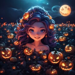 halloween witch with pumpkin