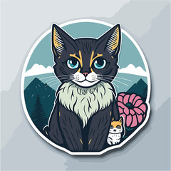 cat girly svg sticker flat, generative ai