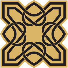 Fototapeta Vector gold and black Celtic knot. Ornament of ancient European peoples. The sign and symbol of the Irish, Scots, Britons, Franks. obraz
