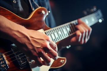 Fototapeta premium close up of man playing guitar