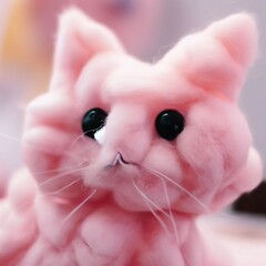 cat made of cotton candy