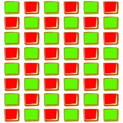 green red sqaure doodle pattern