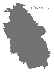 Günzburg German city map grey illustration silhouette shape