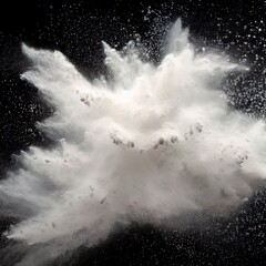 White powder explosion cloudsfreeze motion of white dust particle splash