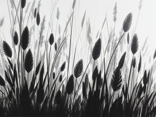 Foto op Canvas grass and reeds Black and white ai generated art © gihan