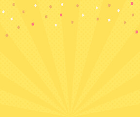 集中線と紙吹雪の黄色の背景素材 - シンプルで目立つ300&times;250px比率のバナー