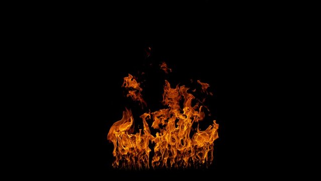Super Slow Motion Shot of Big Flame Isolated on Black Background at 1000fps.