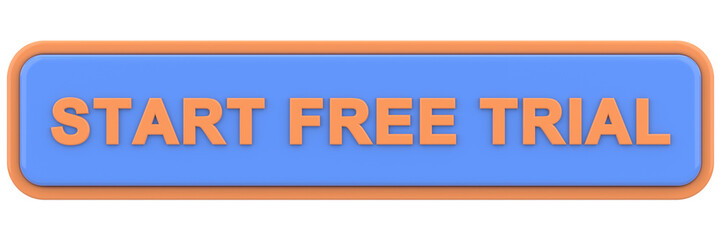 Start free trial button. 3D illustration.