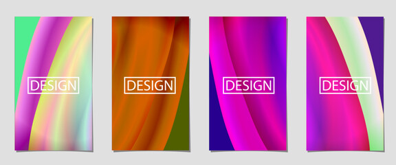 set of abstract background with  vertical curved line gradient color, colorful background for poster flyer banner backdrop. vertical banner. elegant smooth silk cover with abstract round line.