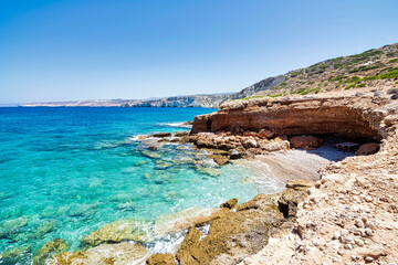 Fototapeta premium Secluded rocky beach next to Sitia in Eastern Crete