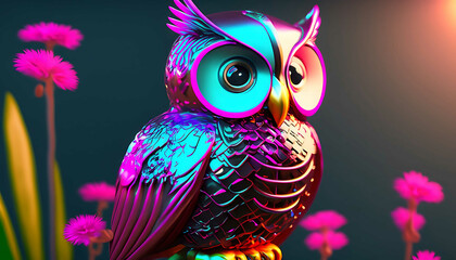 Naklejka premium Vibrant color owl illustration