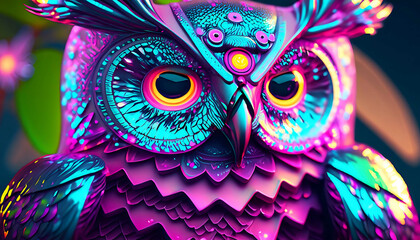 Vibrant color owl illustration