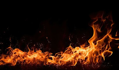 Close Up of Abstract Flames on Black Background Isolated