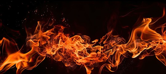 Close Up of Abstract Flames on Black Background Isolated