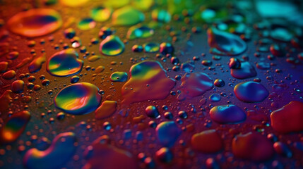 Water drops on colorful background. Close up of water drops. generative ai