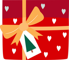 Christmas Gift box and Card Flat Illustration