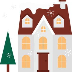 Christmas House Flat Illustration