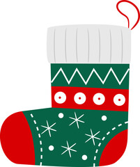 Christmas Sock Decoration Flat Illustration