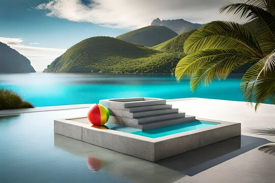 3d render of a pool on a sky background generated by AI