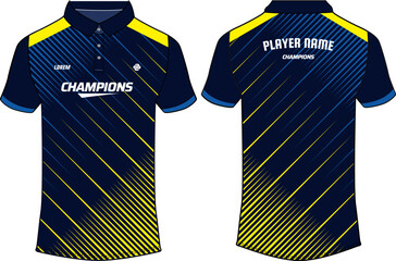 Sports polo collar t-shirt jersey design vector template, Cricket jersey concept with front and back view for Soccer, Football, Tennis and badminton uniform