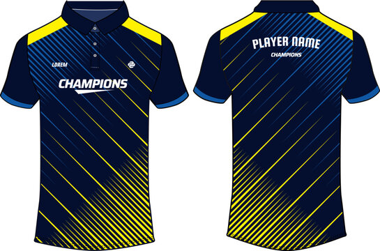 Sports polo collar t-shirt jersey design vector template, Cricket jersey concept with front and back view for Soccer, Football, Tennis and badminton uniform