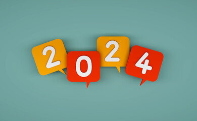 New Year 2024 Creative Design Concept - 3D Rendered Image	
