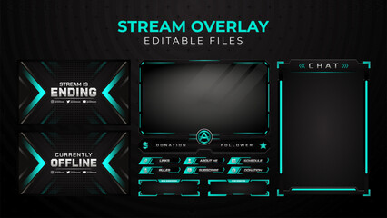 Set of modern design elements for overlay game streaming screen panel. Game frame for streamers and online video.