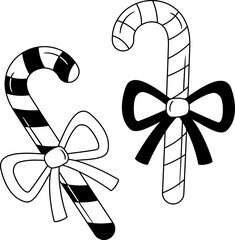 Candy Cane icon hand drawn design elements for decoration.