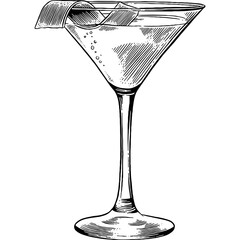 Cosmopolitan Cocktail Drink Hand drawn Sketch Illustration