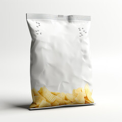 white chips package mock up on white background. Made with generative ai