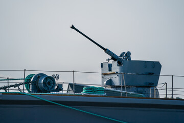 Military air deffence gun on artillery war ship