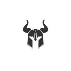 Viking helmet with horns icon in modern flat sign vector