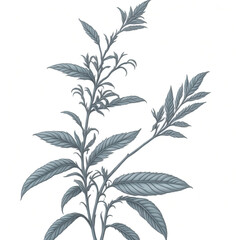 Stevia plant sketch, hand drawing illustration, AI generative image