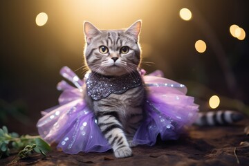 American Shorthair Cat Dressed As A Fairy At Work . Сoncept Creative Workplace Pets, Cat Fashion Trends, Fairy Costumes For Cats, The American Shorthair Cat