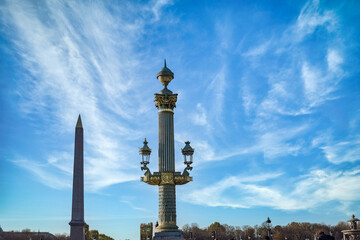 Fototapeta na wymiar Paris, the obelisk and statue on the place de la Concorde 
