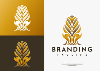 Luxury abstract line human group logo design branding
