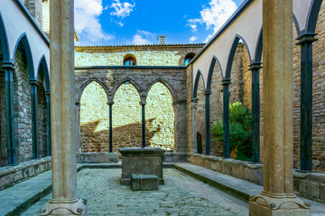 Cloister of the castle of Cardona Barcelona, Spain medieval fortress It is located on a hill...