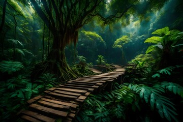 Beautiful rain forest at ang ka nature trail   - obrazy, fototapety, plakaty