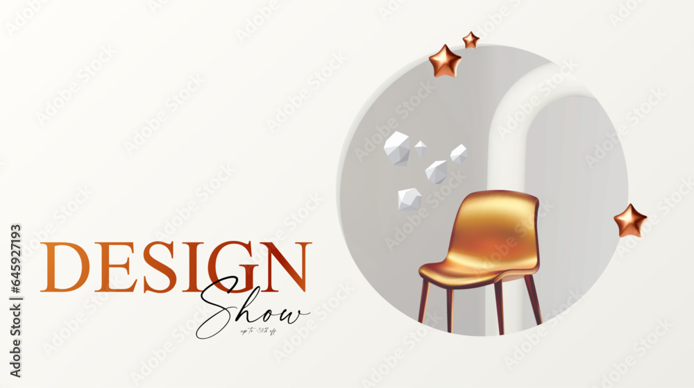 Wall mural 3d realistic product display design template. white scene with chair podium. elegant vector platform