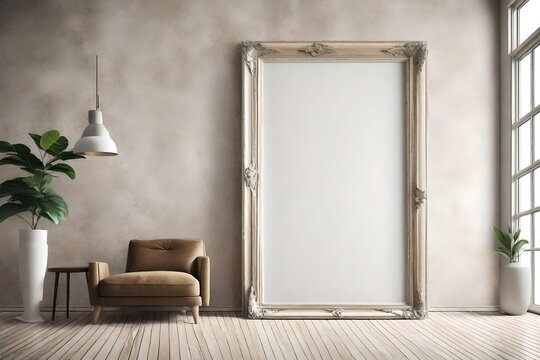 interior design of romm with blank empty frame 