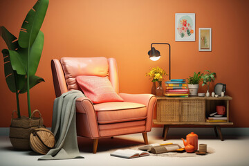 Cozy armchair in modern interior of room