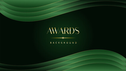 Green golden award graphic background. Elegant luxury corporate modern template. Trophy banner flyer certificate. Vector illustration design.