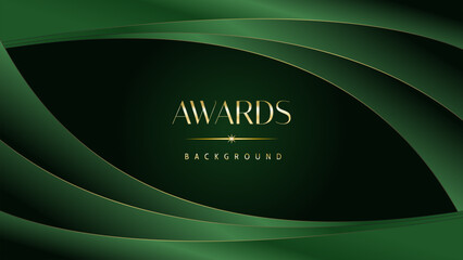Fototapeta premium Green golden award graphic background. Elegant luxury corporate modern template. Trophy banner flyer certificate. Vector illustration design.