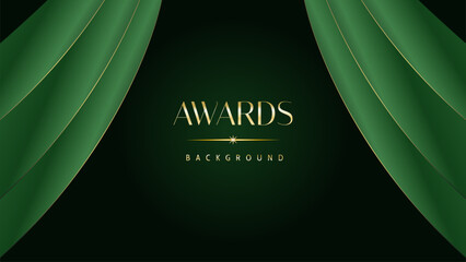 Green golden award graphic background. Elegant luxury corporate modern template. Trophy banner flyer certificate. Vector illustration design.