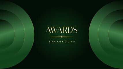 Green golden award graphic background. Elegant luxury corporate modern template. Trophy banner flyer certificate. Vector illustration design.