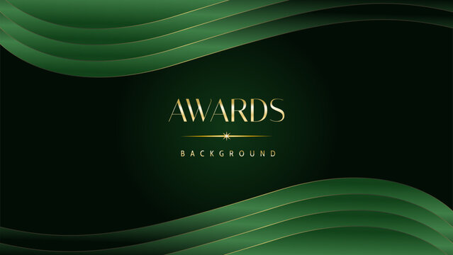 Green golden award graphic background. Elegant luxury corporate modern template. Trophy banner flyer certificate. Vector illustration design.
