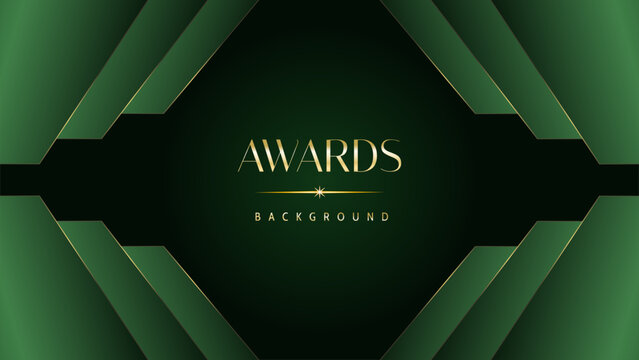 Green golden award graphic background. Elegant luxury corporate modern template. Trophy banner flyer certificate. Vector illustration design.