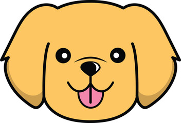 cute element or icon of happy puppy golden retriever face vector illustration