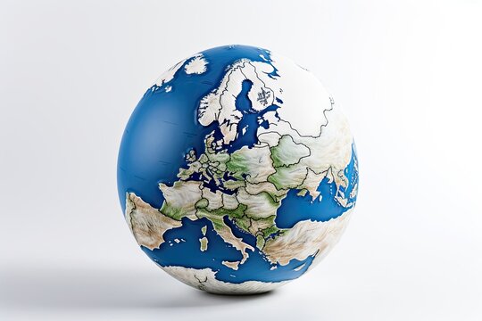 Earth Model, Europe View stock photo in white background