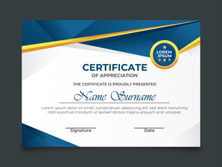 Blue gradient elegant certificate template